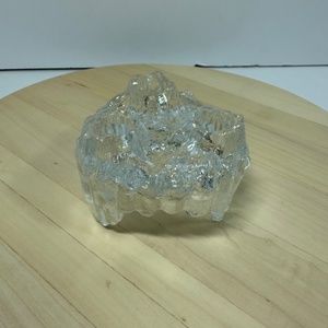 VTG L E Smith Ice Crystal Reversible Candle Holder Either A Pillar Or 3 Tapers